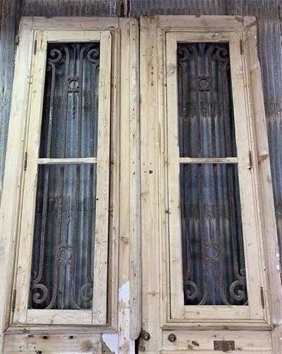 Antique French Double Doors (53x116) Wood Iron Doors, European Doors R12