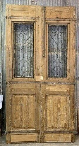 Antique French Double Doors (52x103.5) Wood Iron Doors, European Doors R14