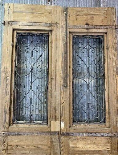 Antique French Double Doors (52x103.5) Wood Iron Doors, European Doors R14