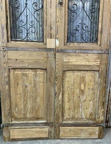 Antique French Double Doors (52x103.5) Wood Iron Doors, European Doors R14