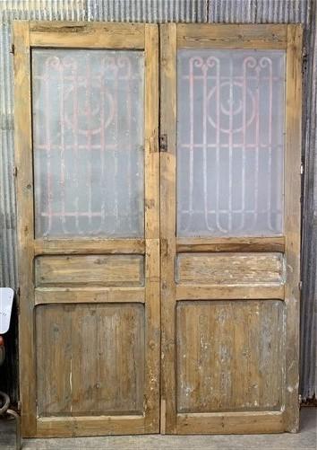 Antique French Double Doors (65.5x95) Iron Wood Doors, European Doors R18