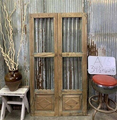 Vintage Indian Garden Gates, Teak Metal Carved Doors, Architectural Salvage A15,