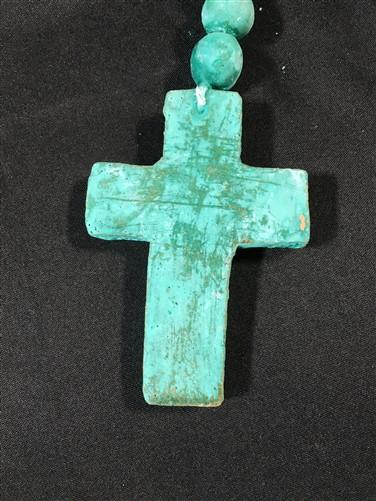 Green Clay Bead Rosary Necklace, Rosary Catholic Crucifix, Terra Cota Cross