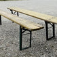 Pair Vintage German Beer Garden Benches, Portable Industrial Wood Bench Seats E,