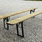 Pair Vintage German Beer Garden Benches, Portable Industrial Wood Bench Seats E,