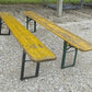 Pair Vintage German Beer Garden Benches, Portable Industrial Wood Bench Seats E,