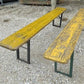 Pair Vintage German Beer Garden Benches, Portable Industrial Wood Bench Seats E,