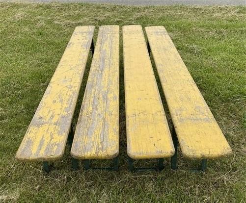 4 Vintage German Beer Garden Benches, Portable Industrial Wood Bench Seats H,