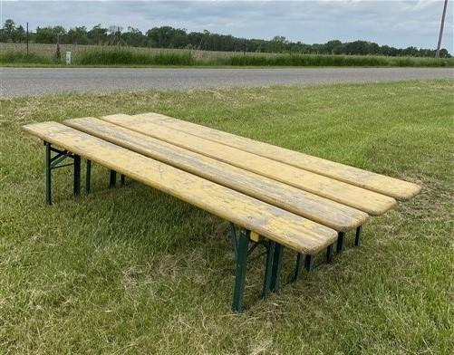 4 Vintage German Beer Garden Benches, Portable Industrial Wood Bench Seats H,