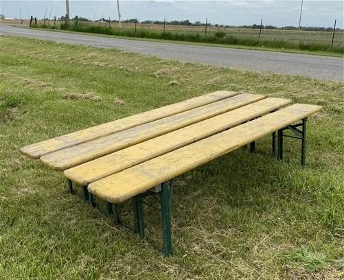 4 Vintage German Beer Garden Benches, Portable Industrial Wood Bench Seats H,