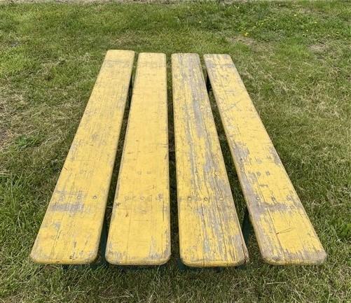 4 Vintage German Beer Garden Benches, Portable Industrial Wood Bench Seats H,