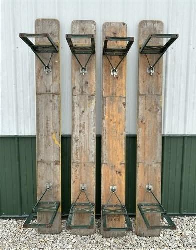 4 Vintage German Beer Garden Benches, Portable Industrial Wood Bench Seats H,