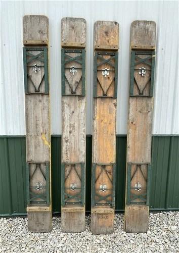 4 Vintage German Beer Garden Benches, Portable Industrial Wood Bench Seats H,