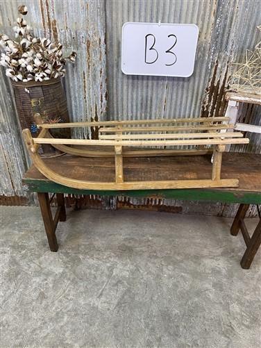 Wooden Snow Sled, Christmas Winter Décor, Classic European Style Wood Sled B3,