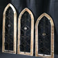 Set 3 Wood Metal Gothic Window Frames, Distressed Architectural Window Decor