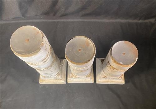 Set 3 White Wooden Pillar Candlestick Holders, Mantel Decor, Table Centerpiece,