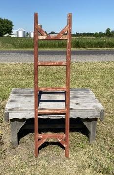 Red Rustic Wood Ladder, Farmhouse Blanket Quilt Towel Rack Decorative Display,