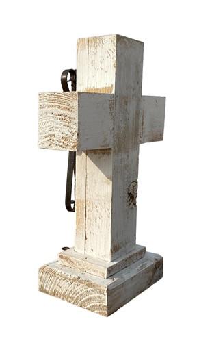 White Wood Metal Cross, Chapel Catholic Church Religious Statue, Standing Cross,