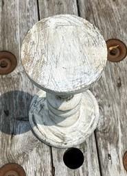 White Wood Candle Stick Stand, Distressed Pillar Candle Holder, Farmhouse Decor