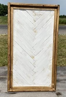 White Wooden Rectangular Screen, Decorative Wood Panel, Brown Border Wall Art