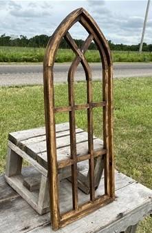 Dark Arched Cathedral Window Frame, Wooden Church Frame, Gothic Window Frame,