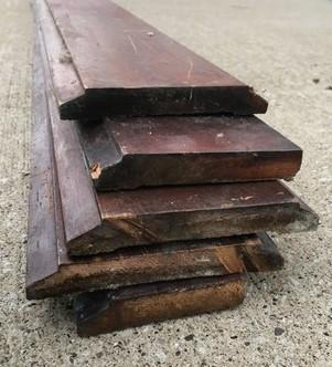 5 Wood Trim Pieces, Architectural Salvage, Reclaimed Vintage Wood Baseboard A11