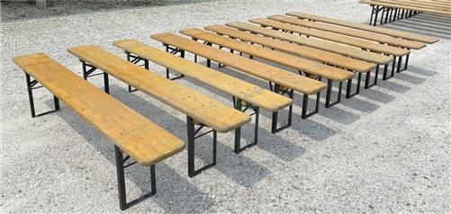 10 Vintage German Beer Garden Benches, Portable Industrial Wood Bench Seats 11B,