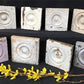 8 Plinth Blocks, Antique Bullseye Rosettes, Architectural Salvage, Wood Trim A25