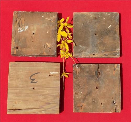 4 Plinth Blocks, Antique Bullseye Rosettes, Architectural Salvage, Wood Trim A21