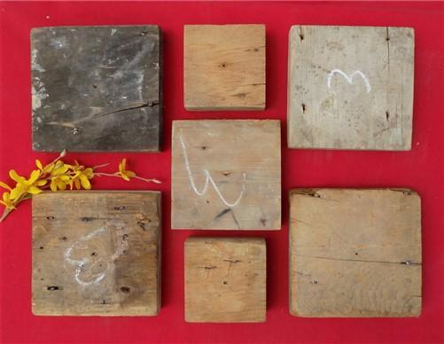 7 Plinth Blocks, Antique Bullseye Rosettes, Architectural Salvage, Wood Trim A22