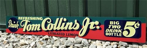 Drink Tom Collins Jr Sign, Metal Advertising Sign, Retro Bar, Lithiated Lemon,