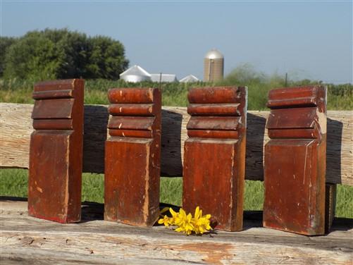 4 Plinth Blocks, Door Trim Molding, Architectural Salvage, Antique Wood Trim B3,