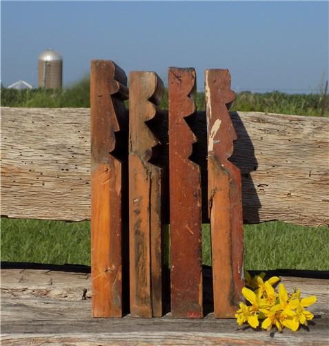 4 Plinth Blocks, Door Trim Molding, Architectural Salvage, Antique Wood Trim B3,