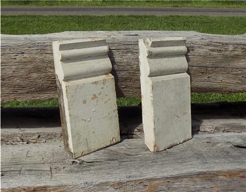 2 Plinth Blocks, Door Trim Molding Architectural Salvage, Antique Wood Trim C13