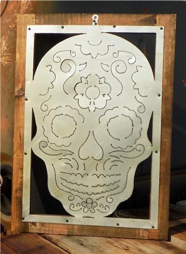 Metal Sugar Skull Wall Art, Day of the Dead Decor, Dia De Los Muertos Sign F