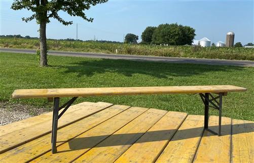 Vintage German Beer Garden Folding Bench, Portable Industrial Wood Bench Seat A3