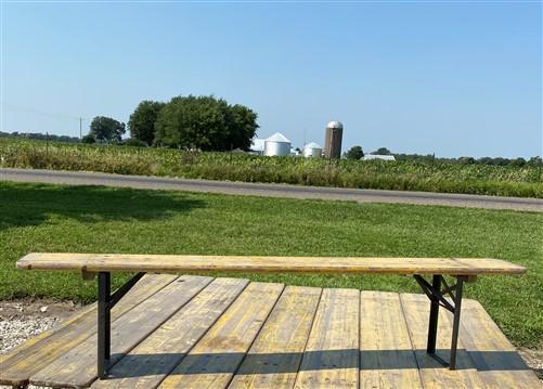 Vintage German Beer Garden Folding Bench Portable Industrial Wood Bench Seat A12