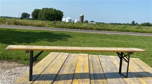 Vintage German Beer Garden Folding Bench Portable Industrial Wood Bench Seat A16