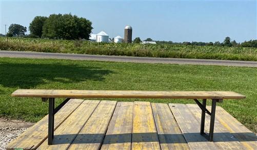 Vintage German Beer Garden Folding Bench Portable Industrial Wood Bench Seat A17