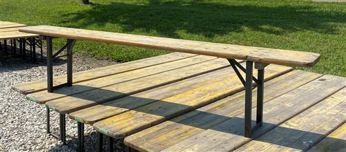 Vintage German Beer Garden Folding Bench, Collapsible Industrial Wood Seat A17