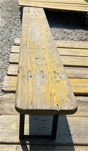 Vintage German Beer Garden Folding Bench, Collapsible Industrial Wood Seat A17