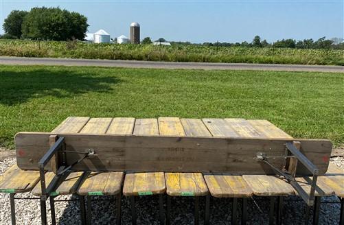 Vintage German Beer Garden Folding Bench, Collapsible Industrial Wood Seat A17