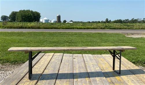 Vintage German Beer Garden Folding Bench Portable Industrial Wood Bench Seat A22