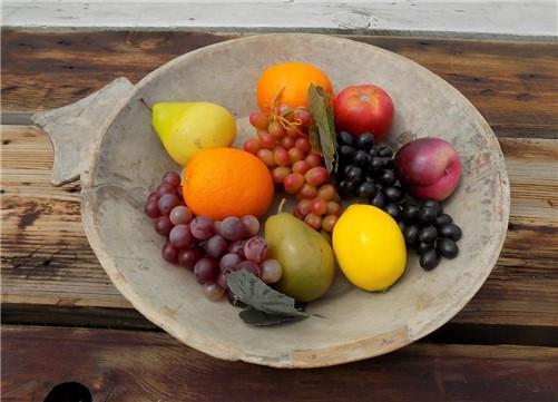 Round Wood Bowl, Rustic Carved Wood Dough Bowl, Farmhouse table Centerpiece B,