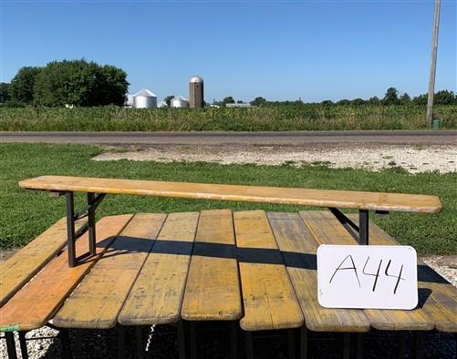 Vintage German Beer Garden Folding Bench Portable Industrial Wood Bench Seat A44