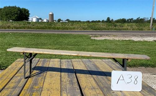 Vintage German Beer Garden Folding Bench, Collapsible Industrial Wood Seat A38