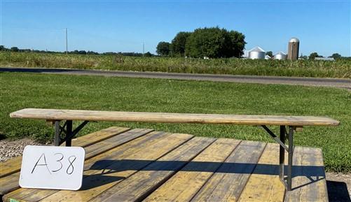 Vintage German Beer Garden Folding Bench, Collapsible Industrial Wood Seat A38