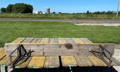 Vintage German Beer Garden Folding Bench, Collapsible Industrial Wood Seat A38