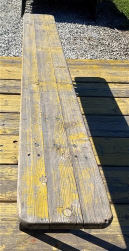 Vintage German Beer Garden Folding Bench, Collapsible Industrial Wood Seat A36