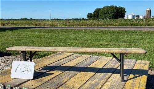 Vintage German Beer Garden Folding Bench, Collapsible Industrial Wood Seat A36